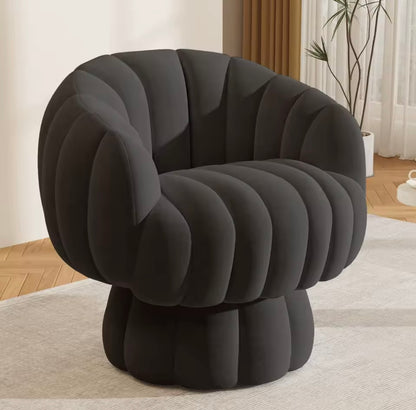 Set of 2 Mid Century Velvet / Sherpa Fabric Swivel Accent Chairs