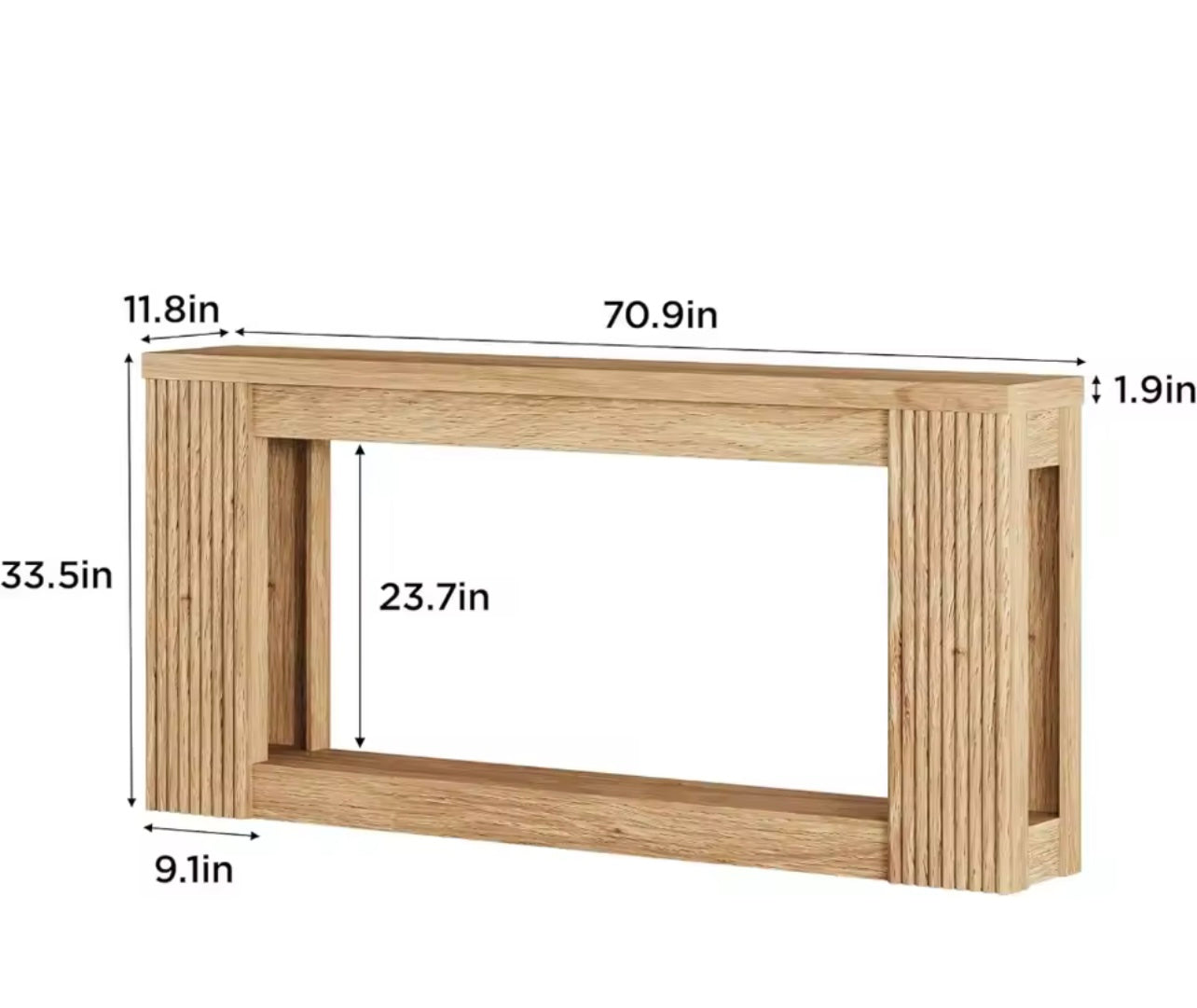 71” Farmhouse Console Table with Fluted Wood Design and Storage