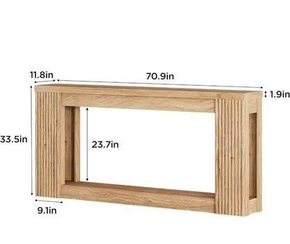 71” Farmhouse Console Table with Fluted Wood Design and Storage