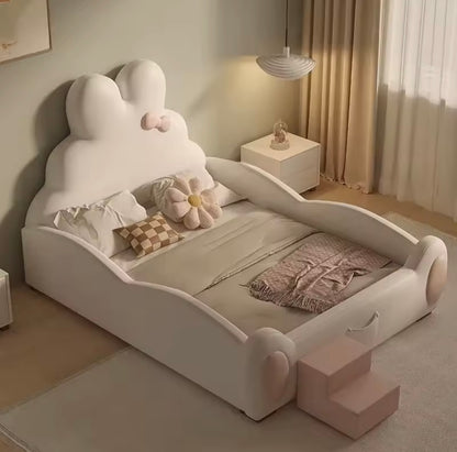 Bunny Ears Kids Bed with Slide & Ladder, Latex Mattress Included