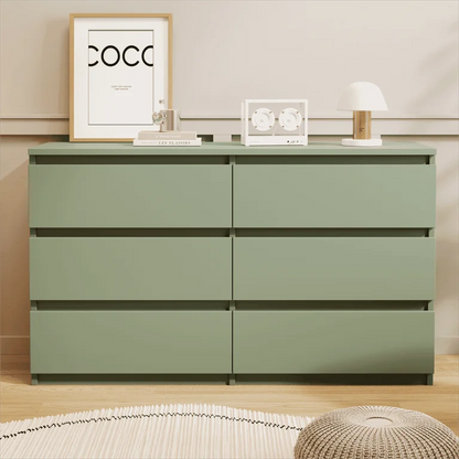 6 Drawer Bedroom Dresser for Clothes Storage - Green