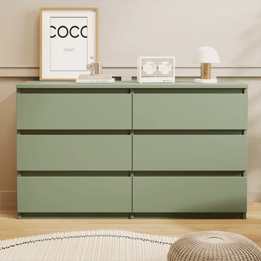 Modern 6-Drawer Green Dressing Table