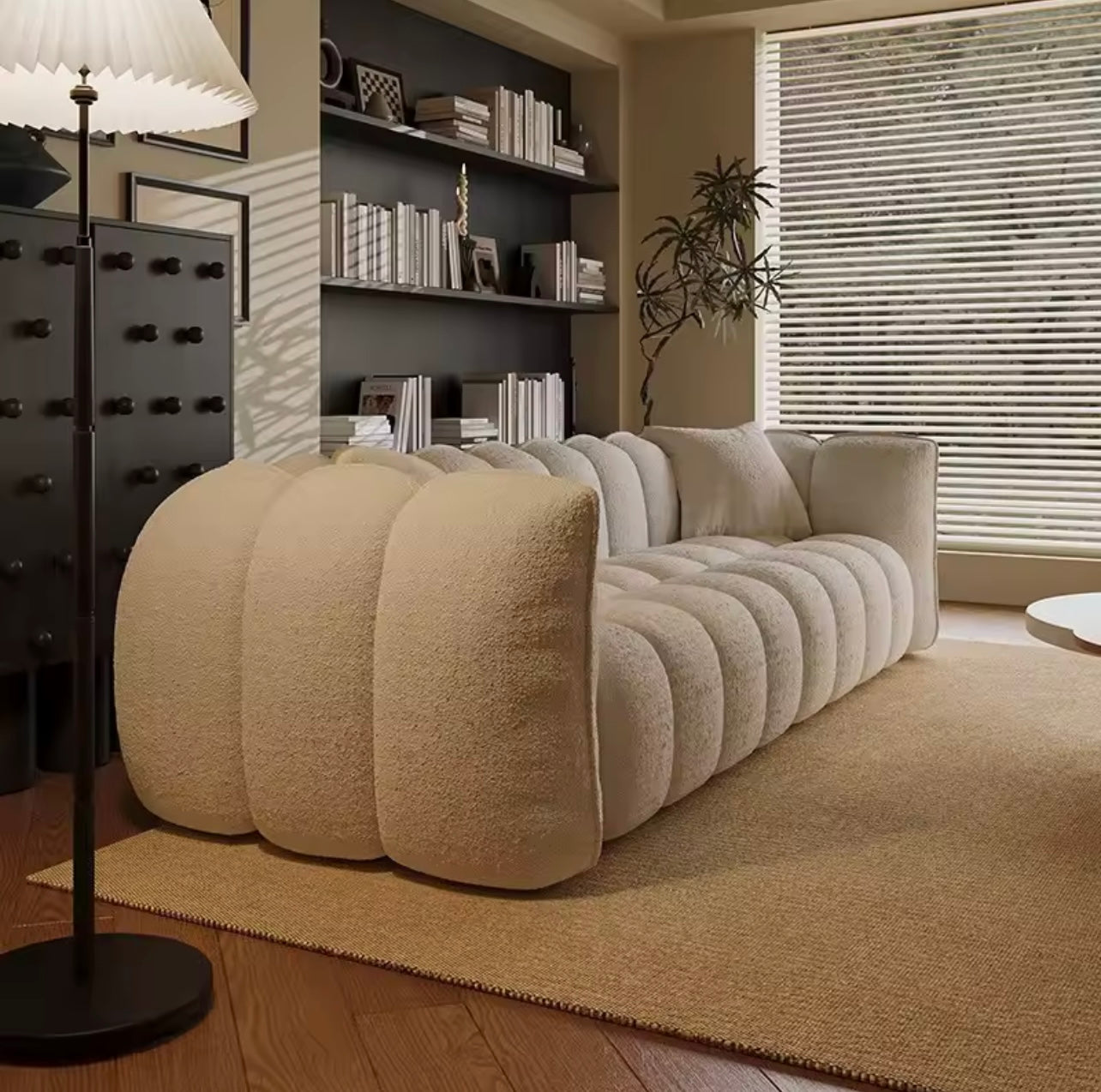 White Cloud Lambswool Sofa, Simple Leisure Couch