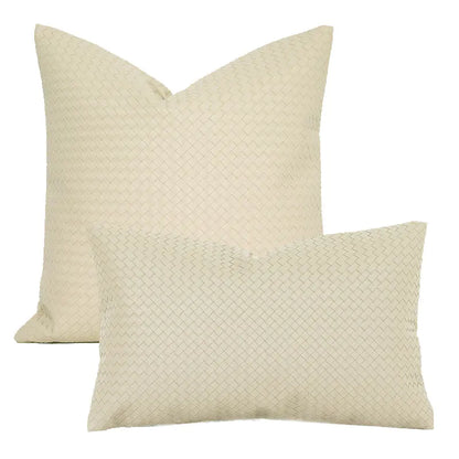 Woven Textured PU Leather Decorative Pillow Cover