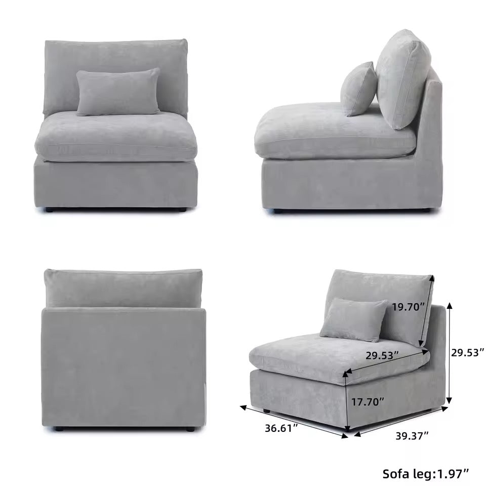Modular Sectional Sofa, U-Shaped Down-Filled Couch with Ottoman