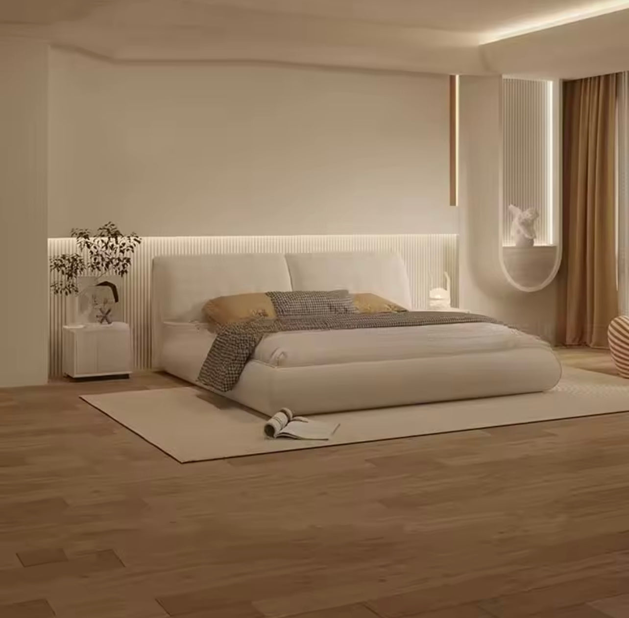 Modern Nordic Upholstered Bed Frame with Storage