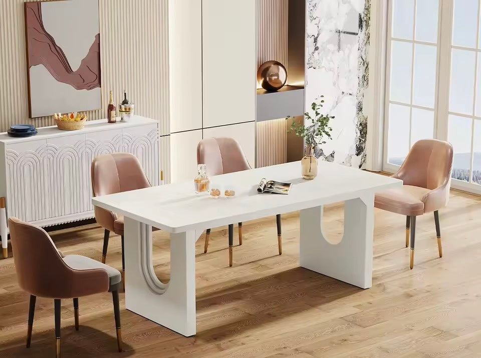 70.9” Large White Rectangular Dining Table for 6–8