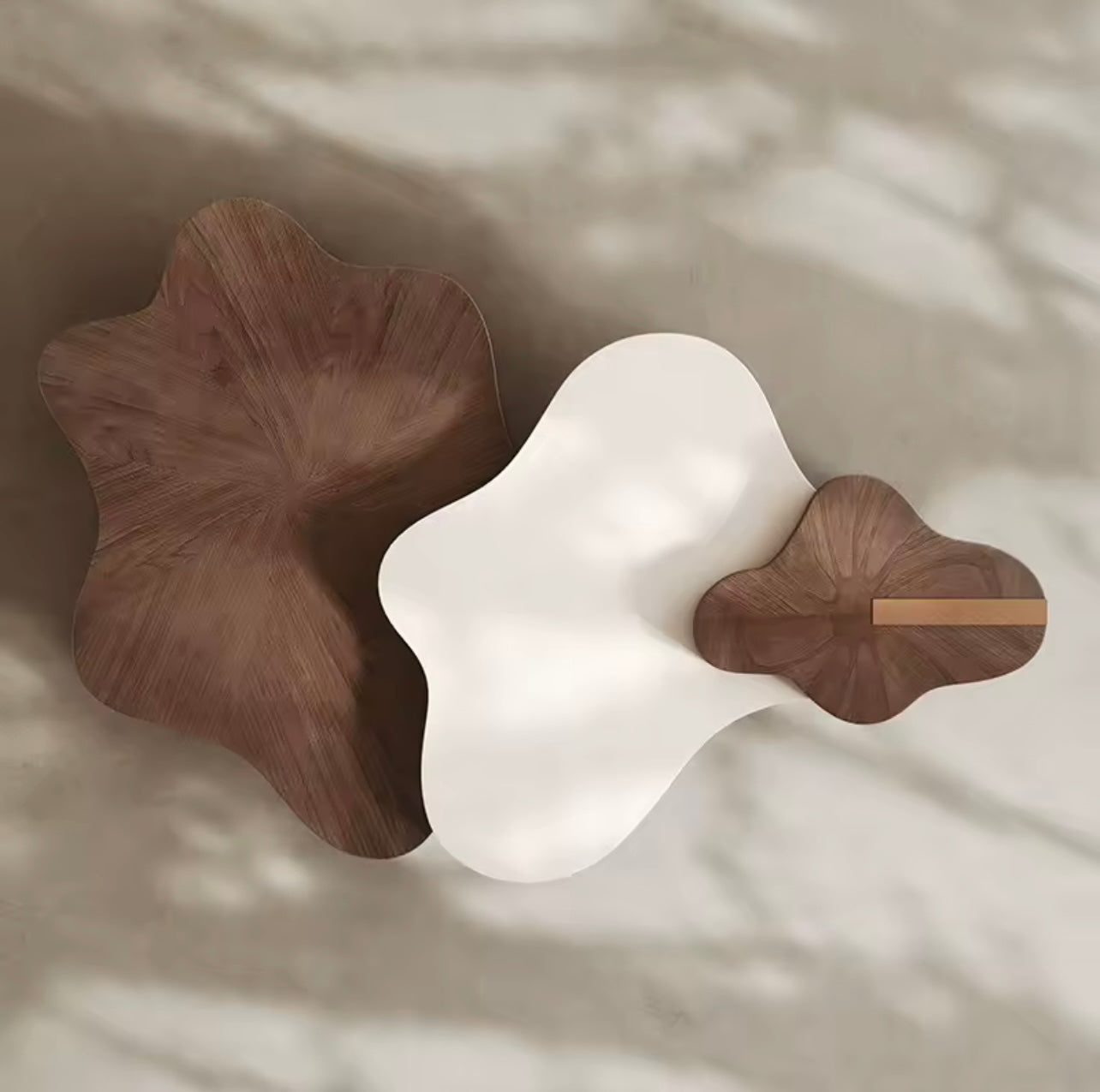 Italian Cloud Layered Coffee Table, Walnut Veneer & Solid Wood