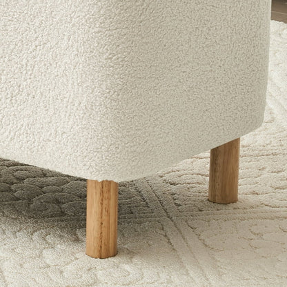 White Upholstered Entryway Storage Ottoman Bench