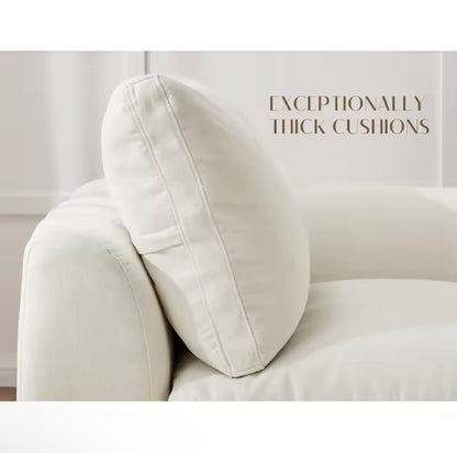 White Cloud Sofa, Convertible L-Shape Couch with Ottoman