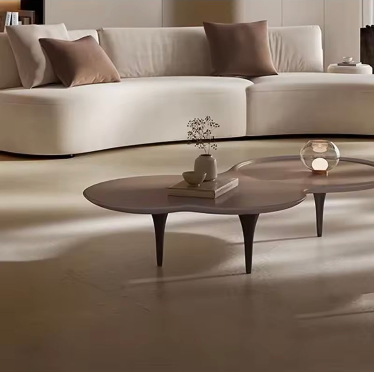 Italian Velvet Sofa with Ergonomic Backrest, Beige