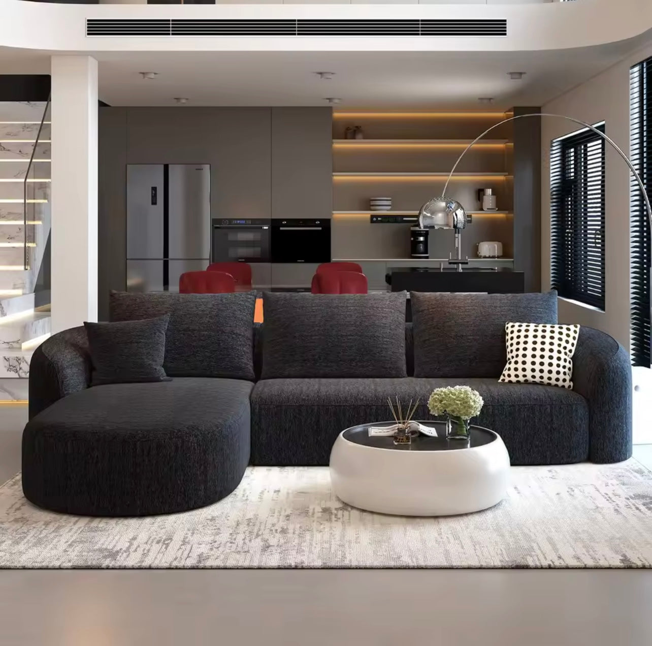 111” L-Shape Modern Modular Curved Sectional Sofa, Cloud Comfort