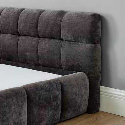 Gray Upholstered Bed Chenille Fabric Platform Bed