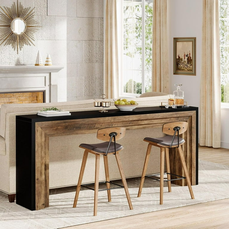 Long Modern Console Table, 70.9” Natural Wood Entryway Table