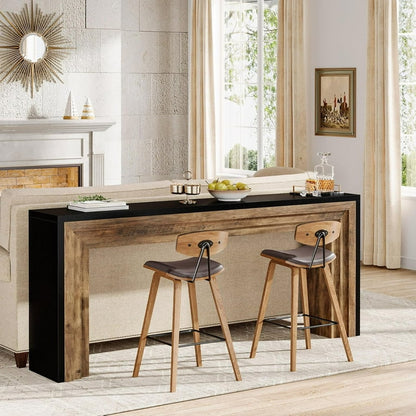 Long Modern Console Table, 70.9” Natural Wood Entryway Table