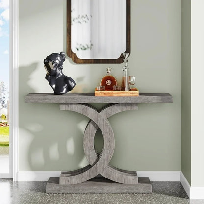 39" Modern Console Table – Grey Wood Entryway Console