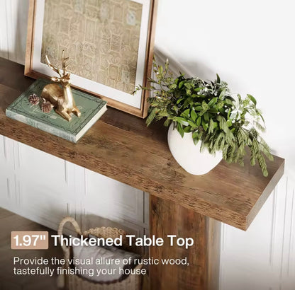 63” Farmhouse Console Table with Thick Wood Top