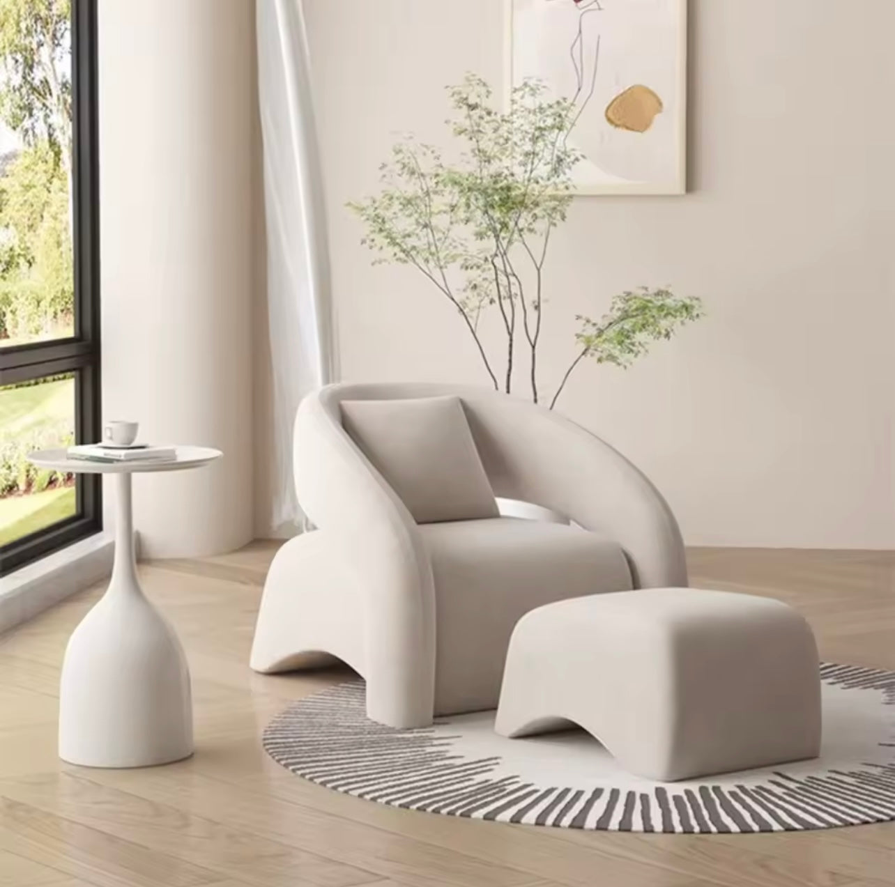 White Ergonomic Luxury Accent Chair