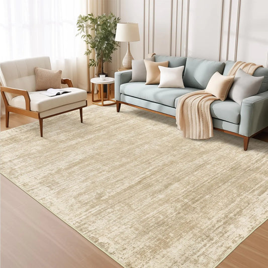 3x5 Beige-Brown Washable Abstract Area Rug