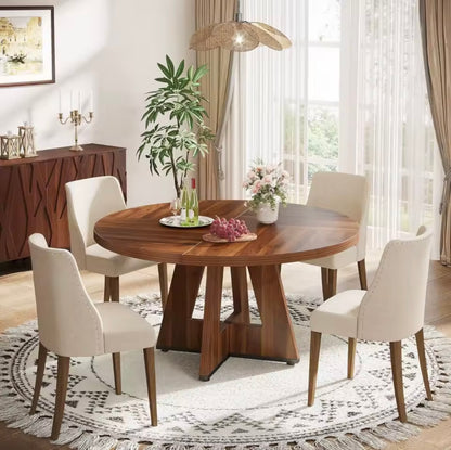 47” Round Rustic MDF Dining Table, Seats 4