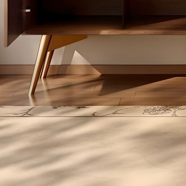 Modern Herringbone Solid Wood Sideboard with Walnut Finish