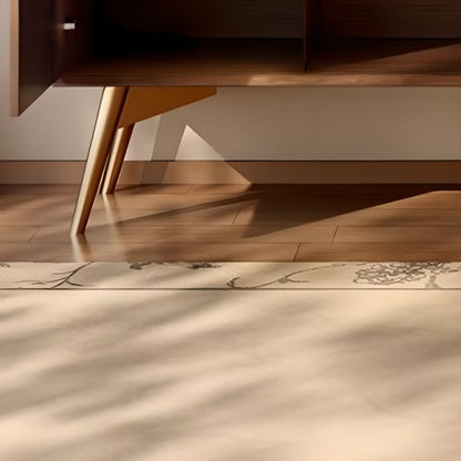 Modern Herringbone Solid Wood Sideboard with Walnut Finish