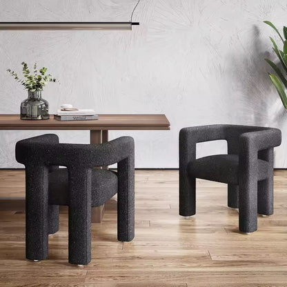 Modern Boucle Dining Chair, Upholstered Teddy Barrel Armchair