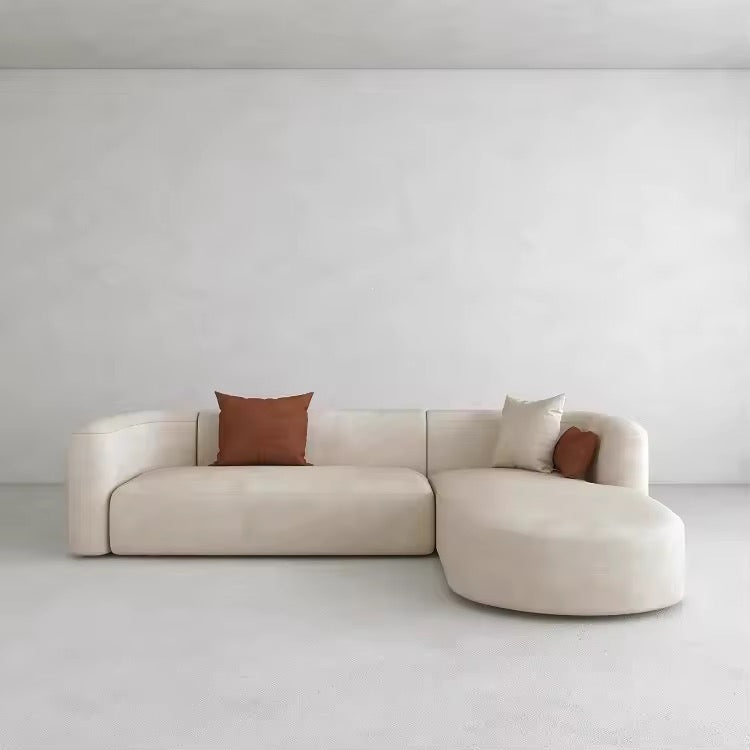 Modern Velvet L-Shape Sofa with Chaise, Deep Seat 3 Seater Sectional