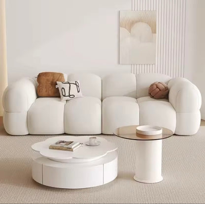 Cream Matte Velvet Loveseat Sofa for Small Living Rooms