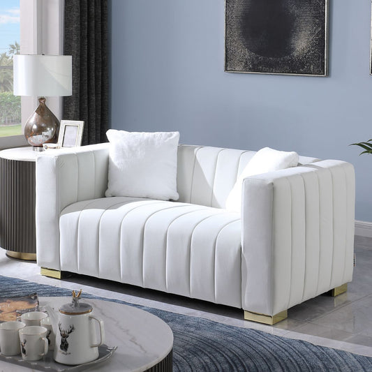 Grey or Beige 3 Seater Sofa - Velvet Loveseat Sofa