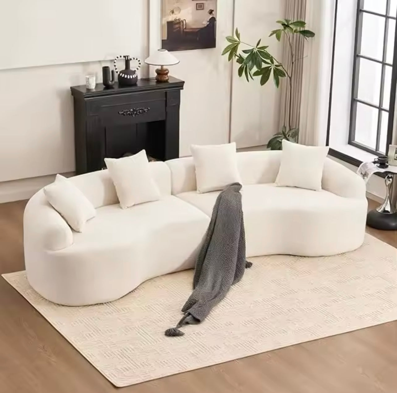 110.2” Luxury Curved Chenille Fabric Sectional Sofa