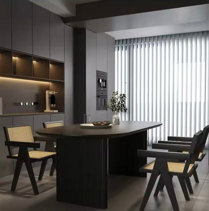 Large Round Black Ash Wood Modern Dining Table