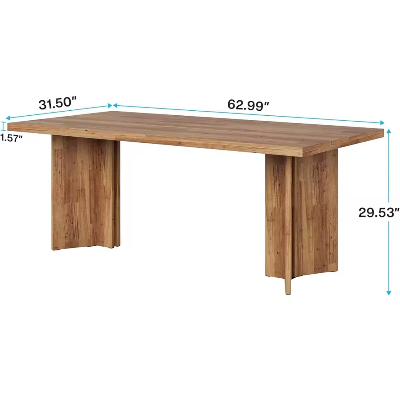 63” Modern Multipurpose Wood Dining & Office Table, Seats 4–6