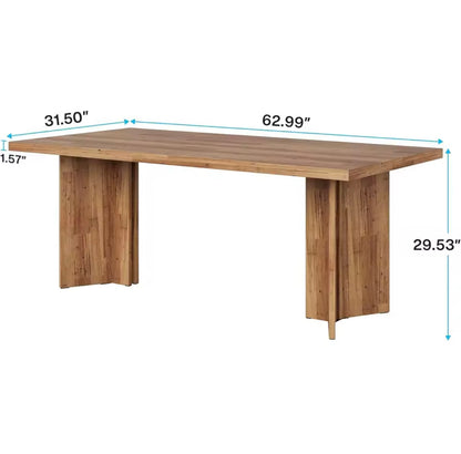 63” Modern Multipurpose Wood Dining & Office Table, Seats 4–6