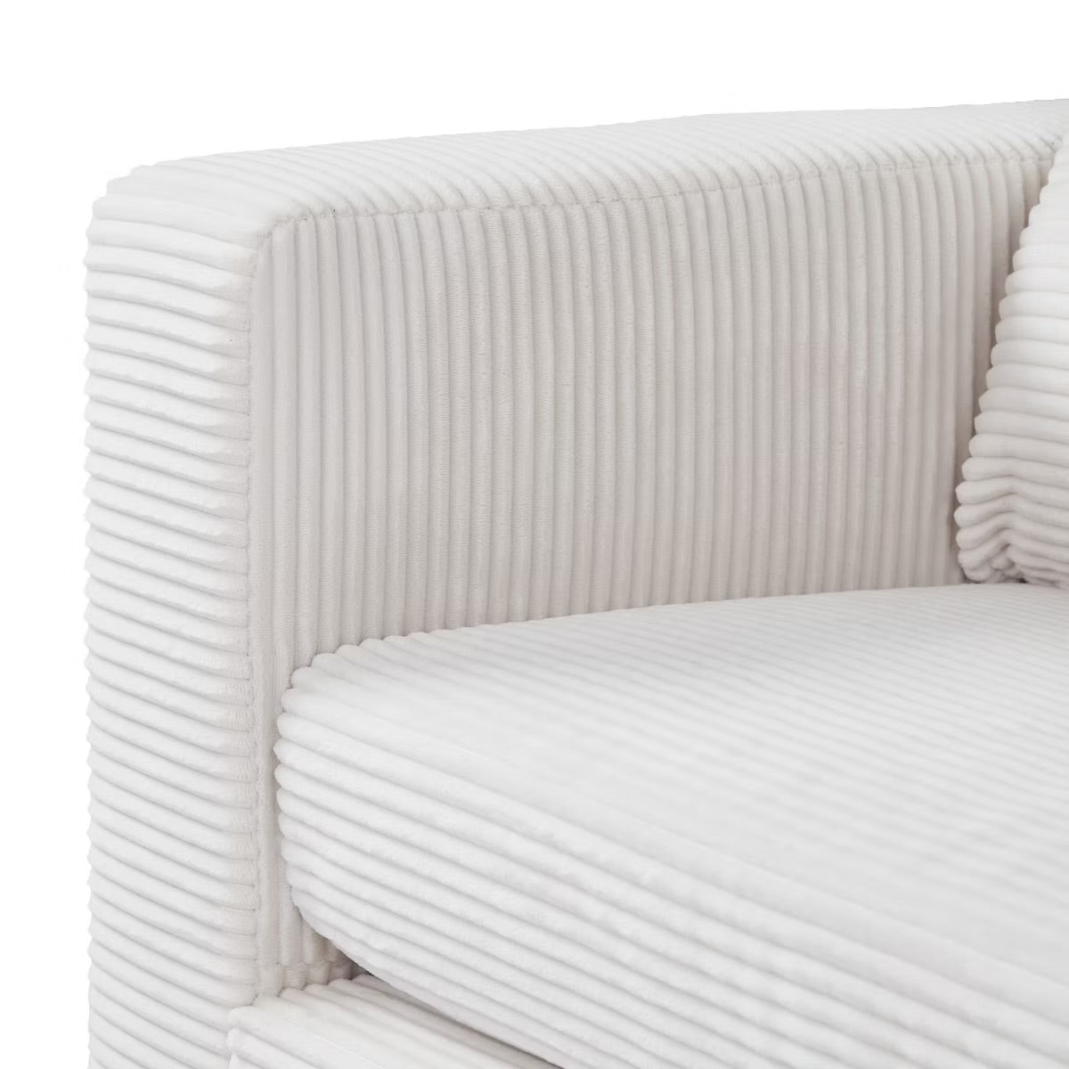 Beige Linen Upholstered Compact Sofa with Cushions