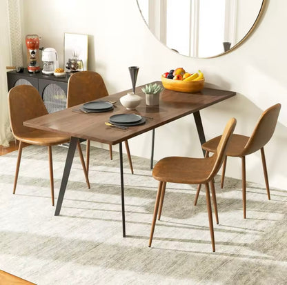 Set of 4 Mid Century Ergonomic PU Leather Upholstered Dining Chairs