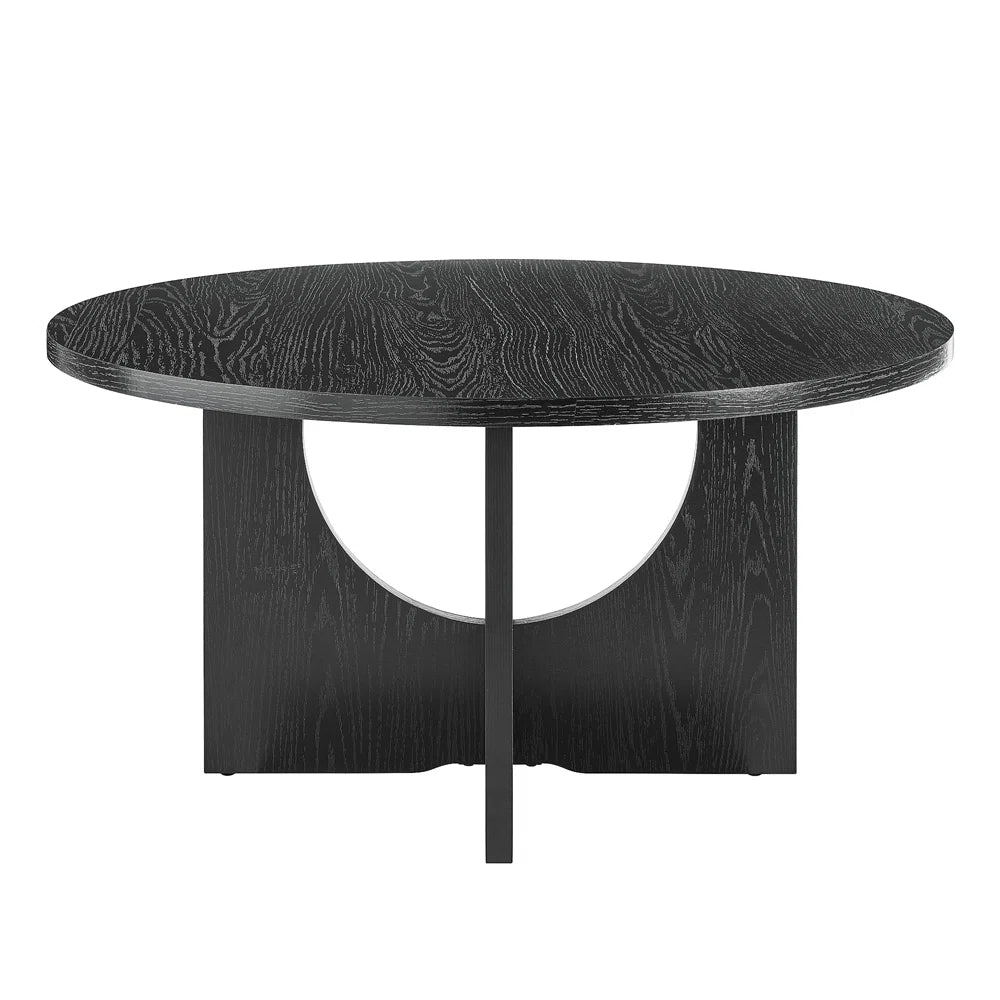 Modern Coffee Table, Minimalist Black Round Coffee Table, MDF Table