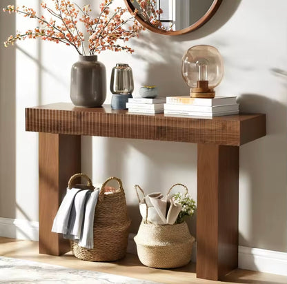 56” Farmhouse Console Table, Rectangular Wooden Sofa Table