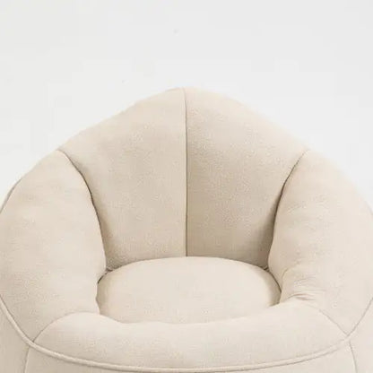 Beige Bean Bag Chair, Modern Single Sofa Chair with Footrest
