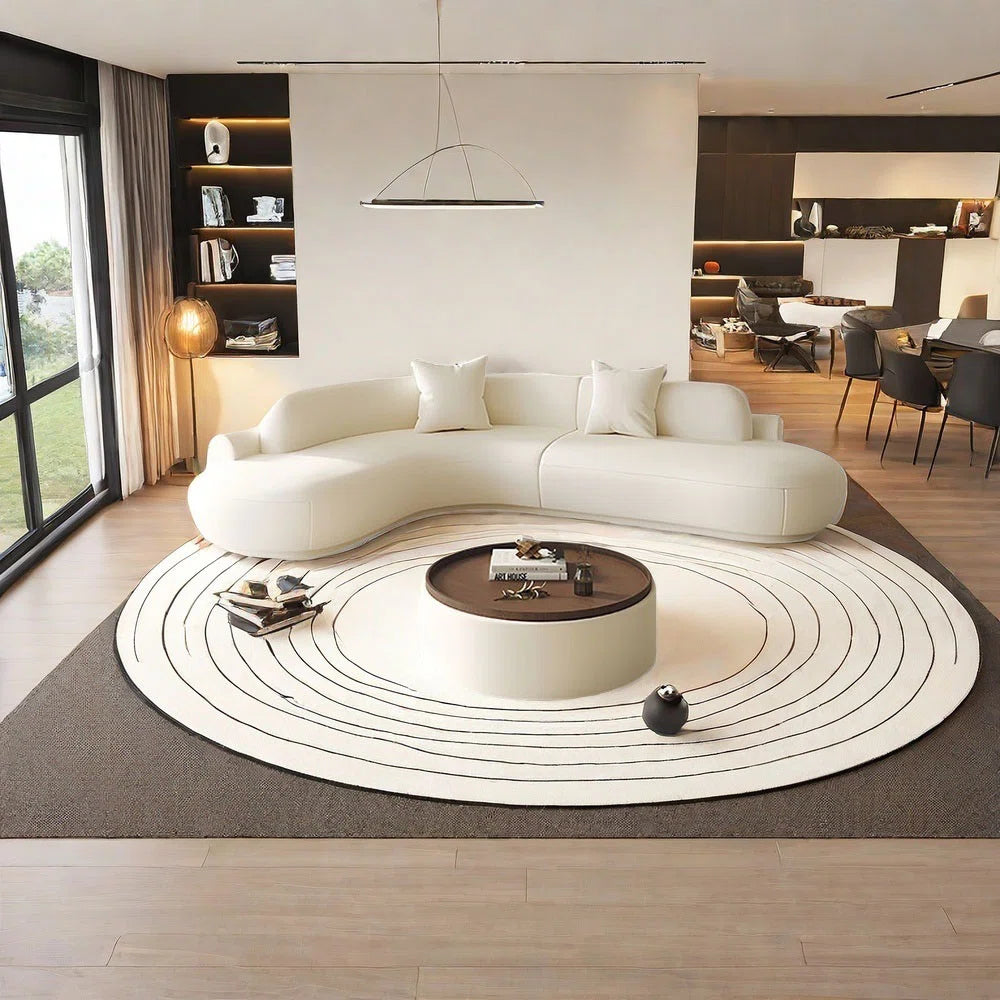 Black Ergonomic Matte Velvet Curved Corner Sofa