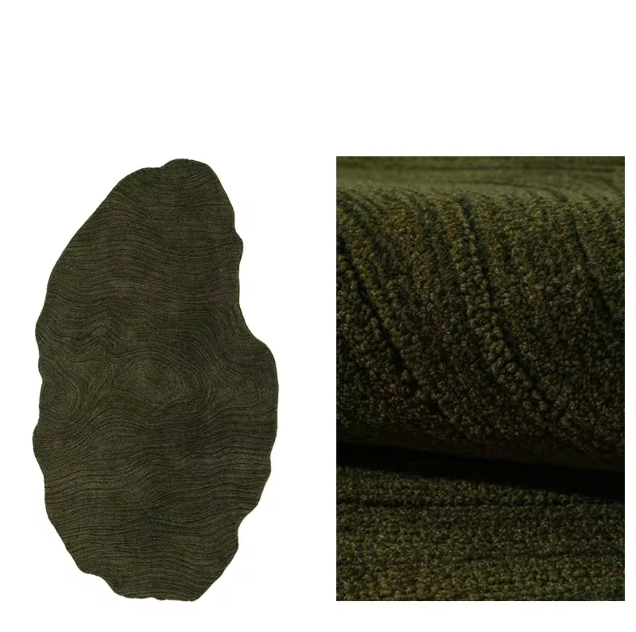 Handmade Irregular Wool-Blend Green Area Rug