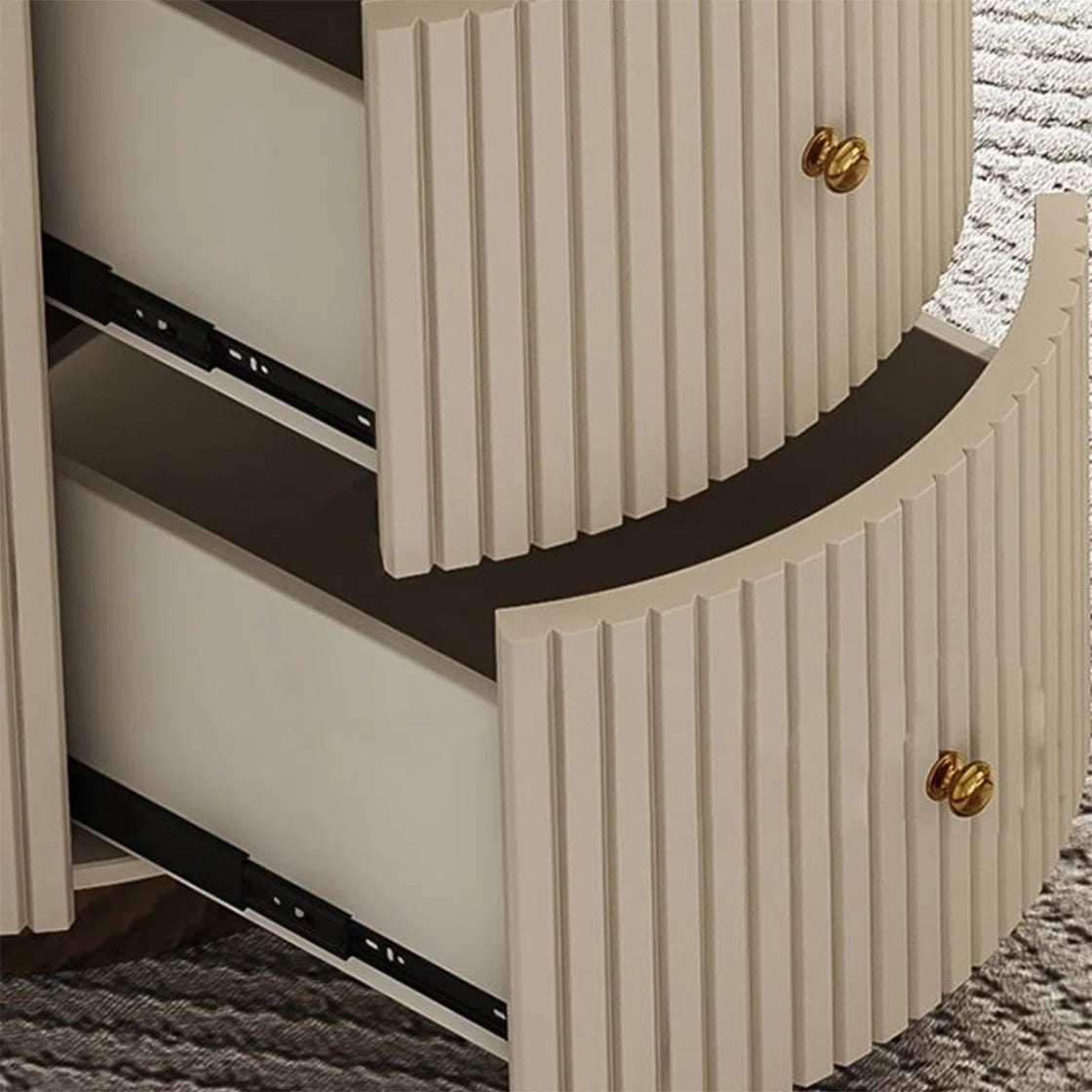 Italian Rock Slab Desk with Drawers and USB Ports, White