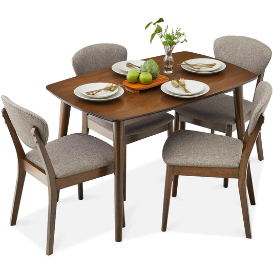 Mid-Century Dining Table with Padded Chairs