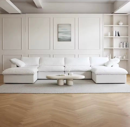 6 Piece Modular U-Shaped Sectional Sofa with Storage Ottomans, White