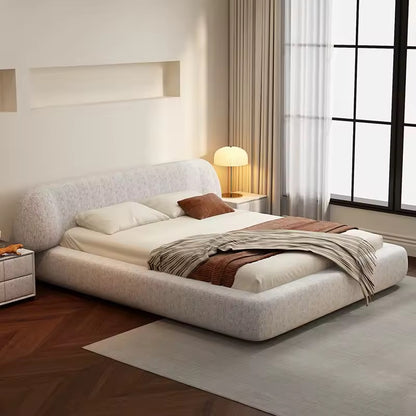 Cotton-Linen Upholstered Bed with Beechwood Slats & Hydraulic Storage