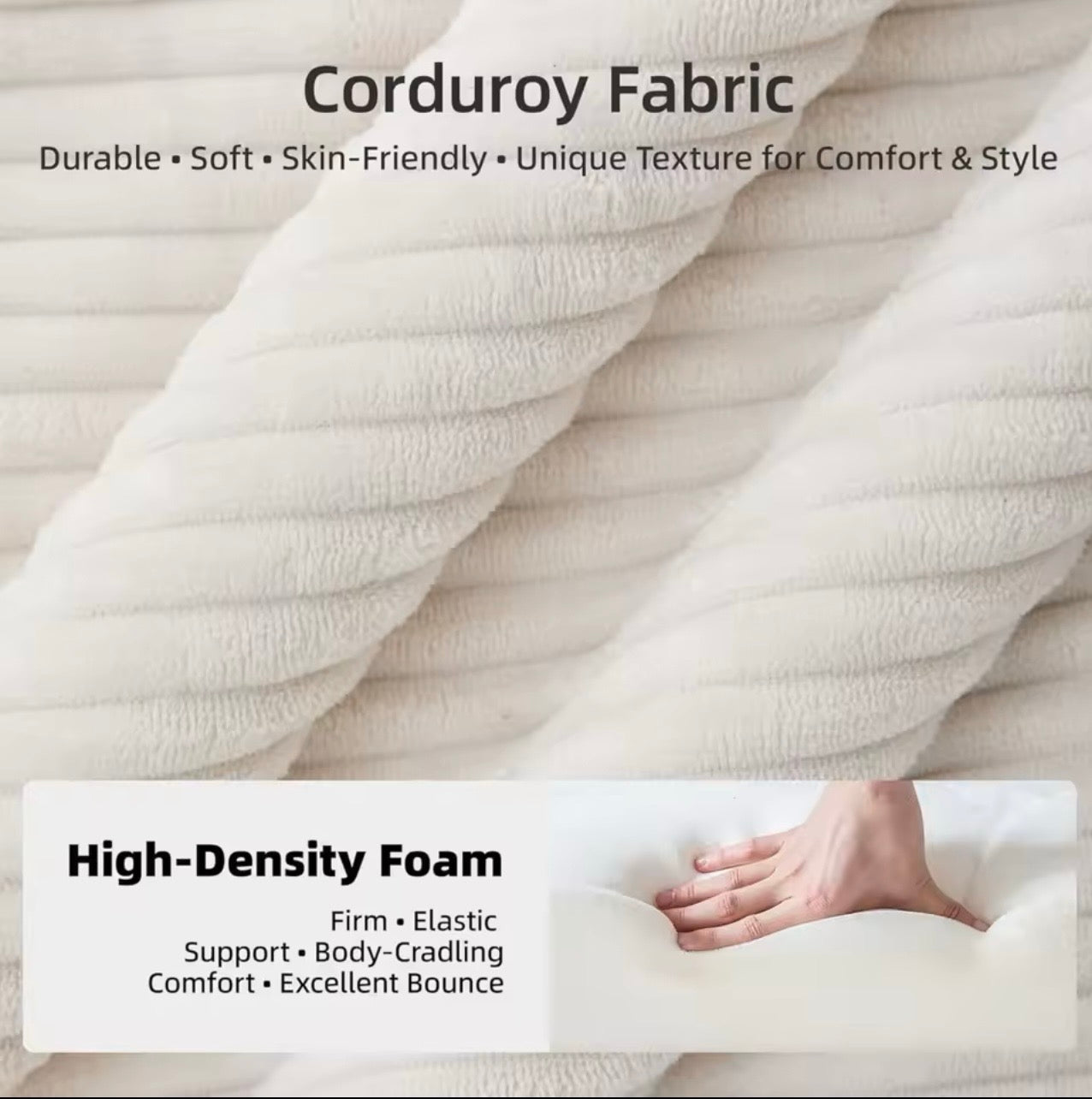 118” Modular Cloud Corduroy Sectional Sofa with Chaise, Green