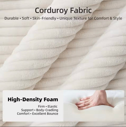 118” Modular Cloud Corduroy Sectional Sofa with Chaise, Green