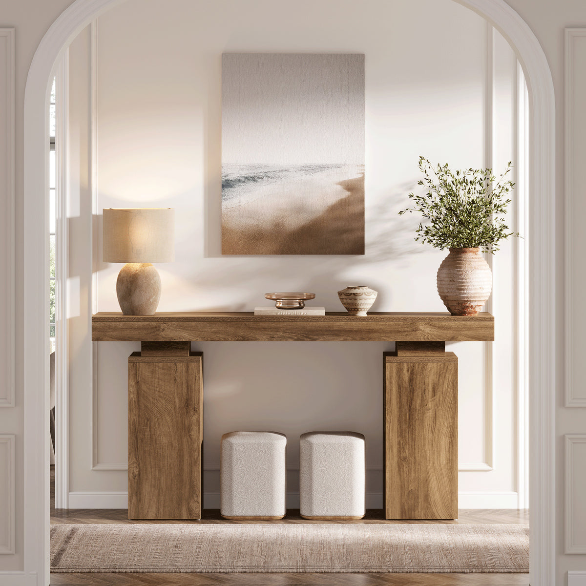 63” Rustic Console Table, Wooden Entryway Table