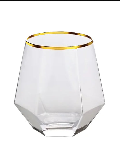 Diamond Hexagonal Crystal Whiskey Glass, 400ml Premium Barware