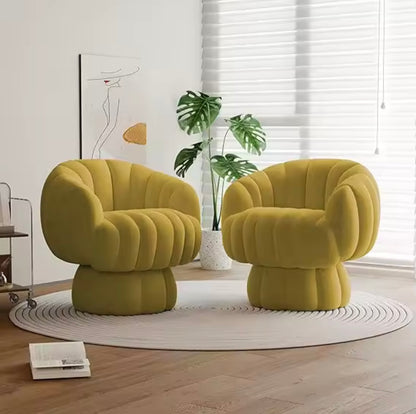 Set of 2 Mid Century Velvet / Sherpa Fabric Swivel Accent Chairs